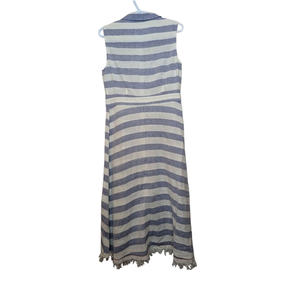 SUNO Blue Striped Floral Embroidered Sleeveless Long Midi Dress w/ Pockets 10 - Picture 2 of 11